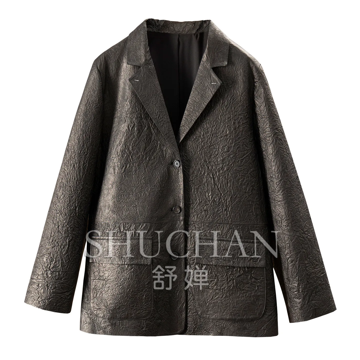 Wrinkled Texture, Sheepskin Suit, Leather Jacket Women's 80W4 Real Leather Jacket Casaca De Cuero Mujer