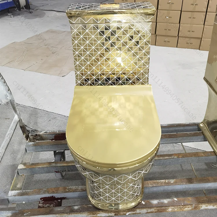 Modern Ceramic Gold Color Toilet Sanitary Ware Golden Color Toilet Wc Toilet Luxury One Piece Bathroom Radiator 5 Years 5 PCS