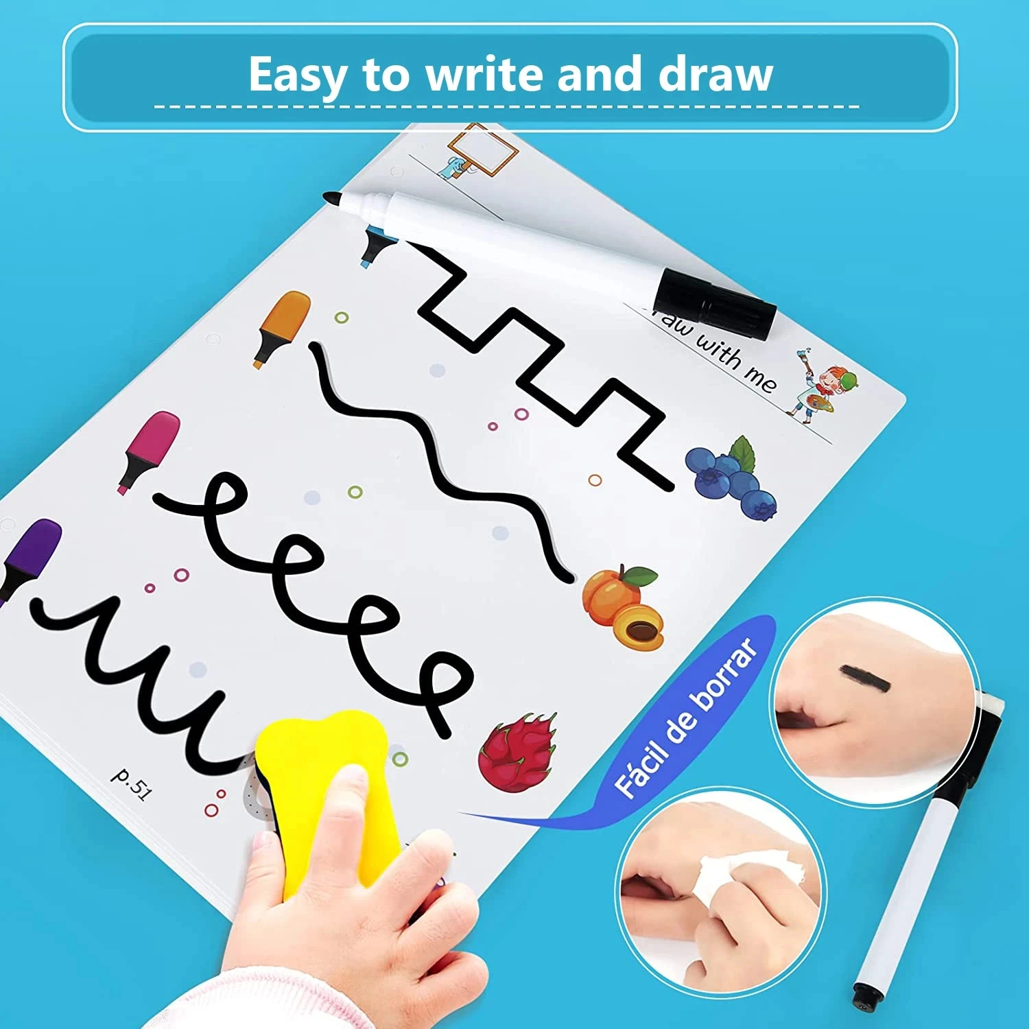 Magical Tracing Workbook Set Pen Control Painting Book Reusable Magic Practice Copybook for Kids with Drawing Pens and Eraser