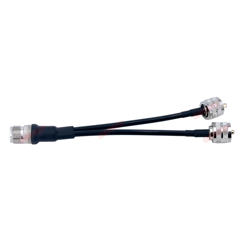1PCS RG58 UHF Splitter Cable SO239 UHF Female to 2 x PL259 UHF Male Plug 50Ohm RG-58 Cable Splitter Adapter Jumper BEVOTOP