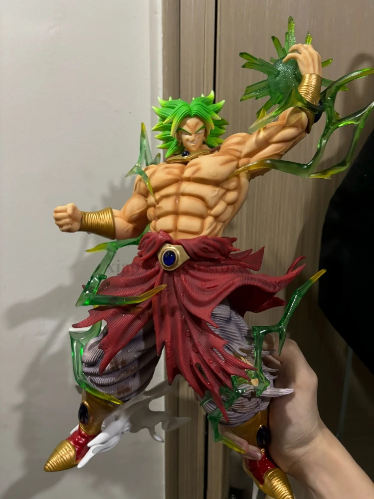 Dragon Ball 41 cm Figurki anime Super Broly Figurka akcji Bug Smsp 2 głowy Statuetka Figurka Led ze światłem Lalka Model Zabawki Prezent