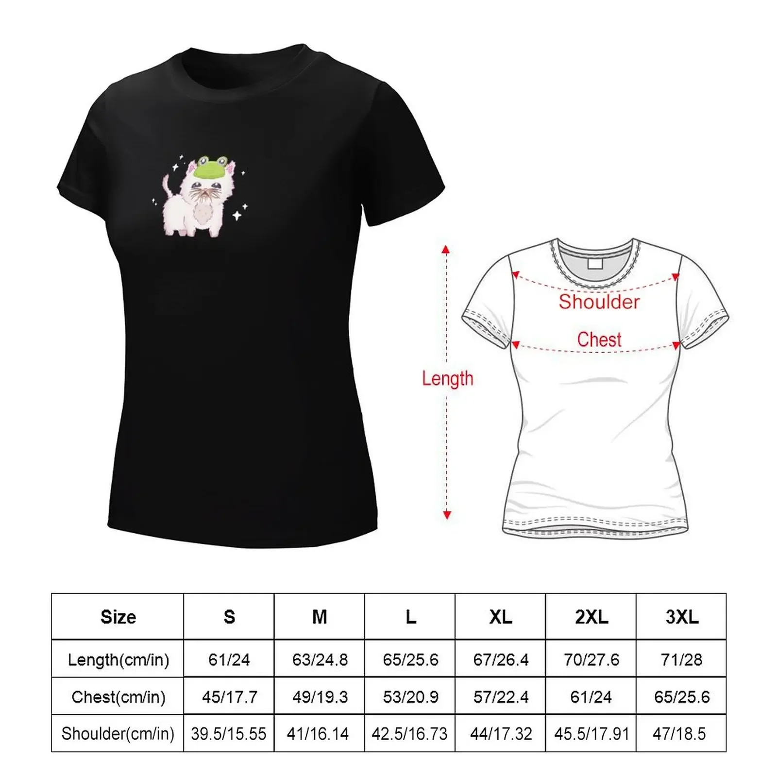 Wisp wearing a frog hat T-shirt lady clothes Female clothing plus size tops spring clothes Women 2024