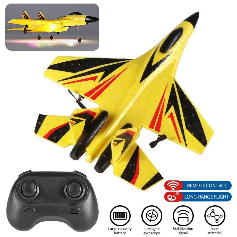 JIKEFUN Foam RC Jet samolot SU30 samolot 2.4G sterowanie radiowe szybowiec pilot myśliwiec szybowiec samolot zabawki dla chłopców dla dzieci