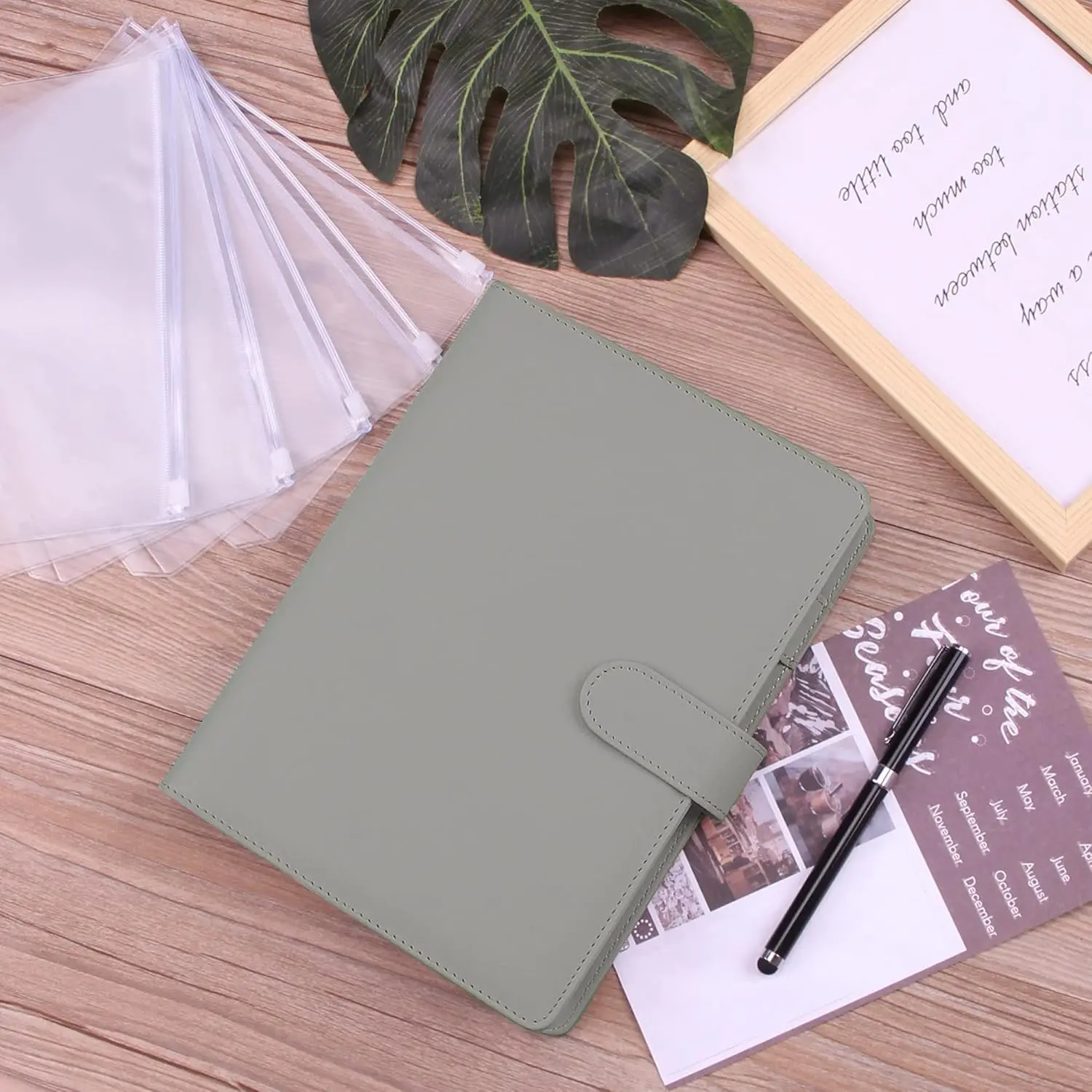 Neuer A5-Leder-Binder, Budgetplaner, Organizer mit 12 Stück Reißverschluss-Binder, Taschen-Geldumschlägen-System, für Budgetierung, Geldsparnis