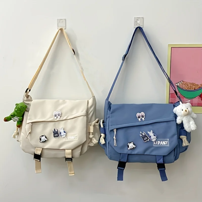 

Нейлоновая сумка через плечо для возвращения в школу, сумки через плечо большой вместимости для девочек-подростков, мужчин, сумка-мессенджер в стиле Харадзюку, школьные сумки для студентов