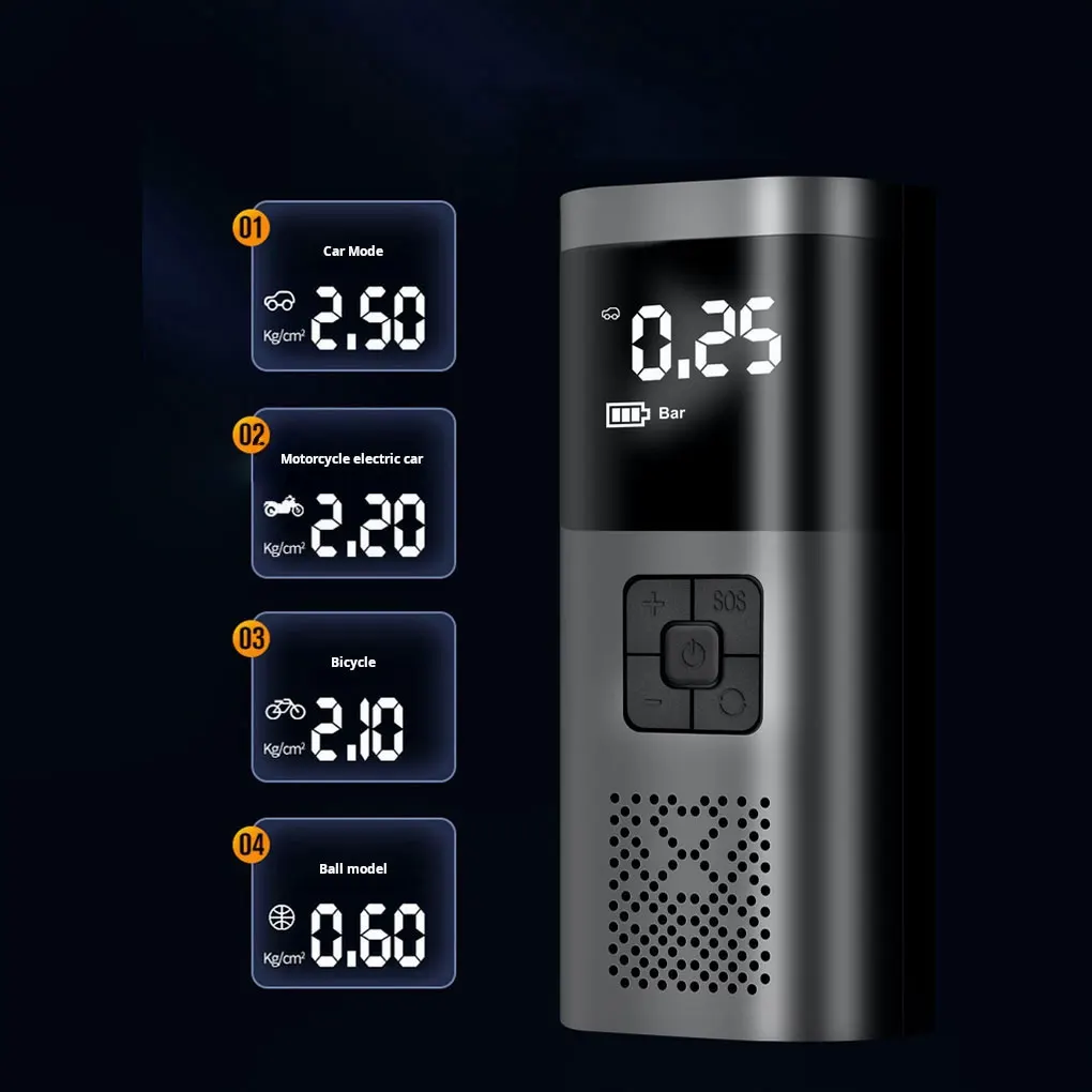 ضواغط الهواء المحمولة للكمبيوتر الشخصي للإطارات المختلفة بنقرة واحدة أضواء السيارة لضغط الإطارات المسبقة 027 #6