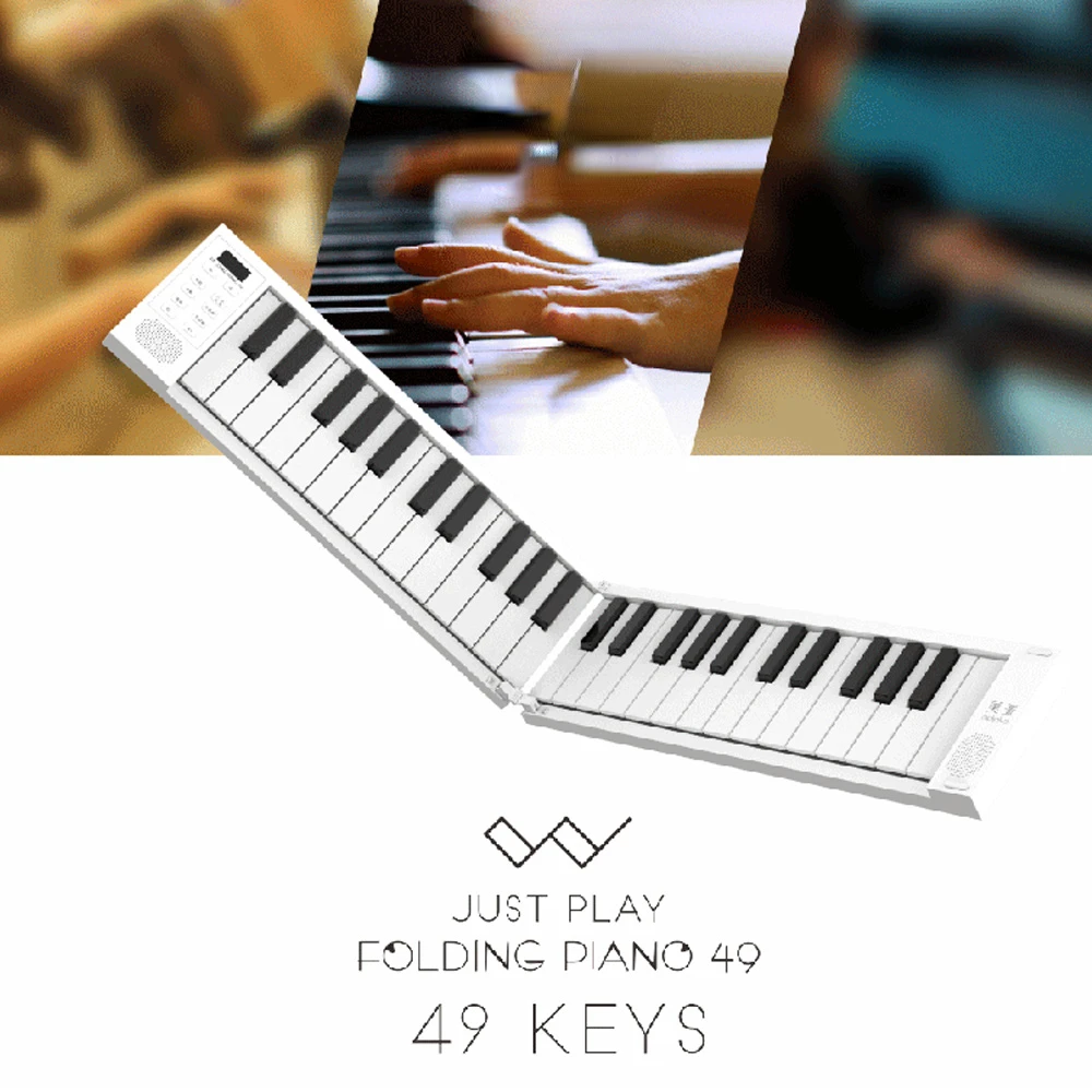 49 Keys Keyboards Portable Hand-Rolled Piano Foldable Electronic Professional Adult Practice Piano for Beginner Gifts