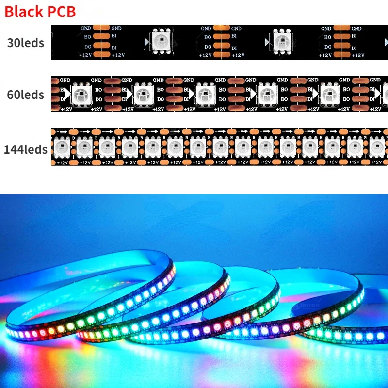 DC12V WS2815 RGB Full Color Led Strip Light WS2812B WS2813 Updated 30/60/144 Pixels/m IP30/65/67 Addressable Smart Lights Tape