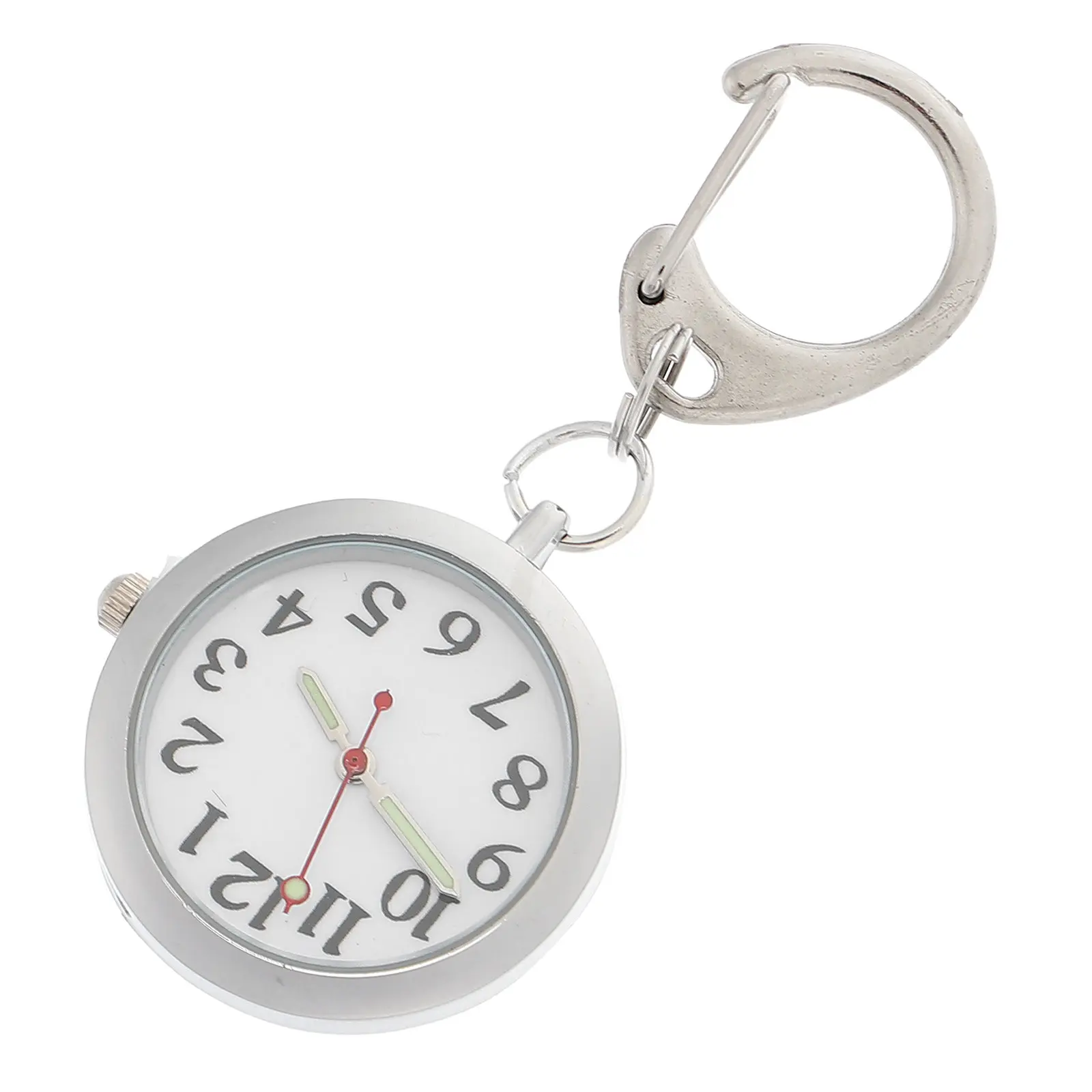 Luminous Pocket Watch for Nurses Clip-on Buckle Design Stainless Steel Night Glow Hands Simple Elegant Decoration Hospital Work
