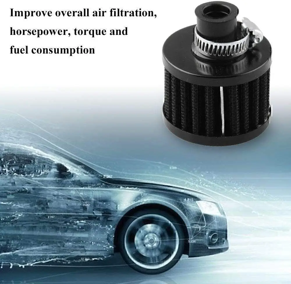 2 Pcs Black/Carbon pattern 12mm Cold Air Intake Filter Turbo Vent Crankcase Car Breather Valve Cover