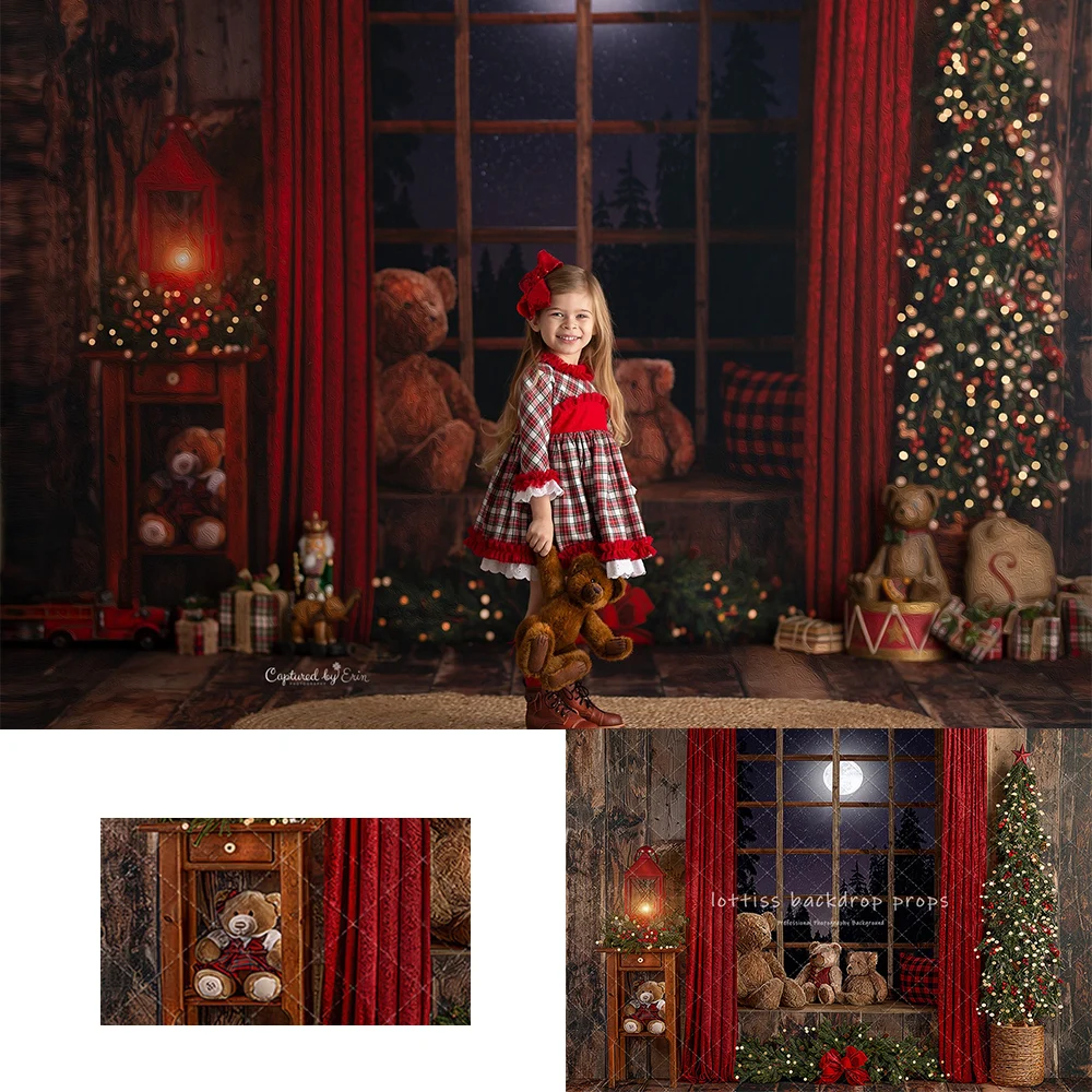 Christmas Evening Window Backdrops Kids Family Photography Child Adult Photocall Decors Baby Photocall Xmas Trees Backgrounds