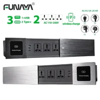 Cubierta deslizante Universal para enchufe de mesa incorporado con USB tipo c, toma de corriente empotrada para escritorio, cargador inalámbrico con enchufe UE, Reino Unido, AU y EE. UU.