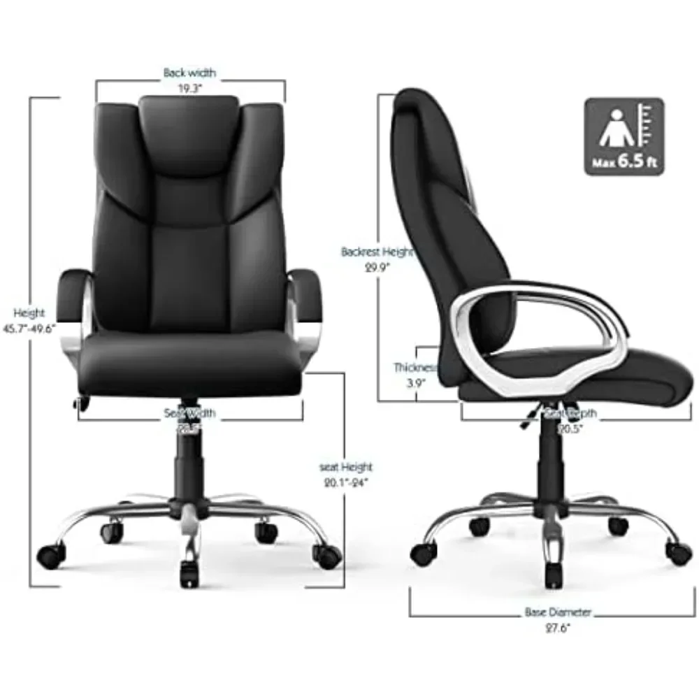 

A Office chair, 350 pound executive leather chair ergonomically designed computer chair 28.7"D x 25.6"W x 39.9"H