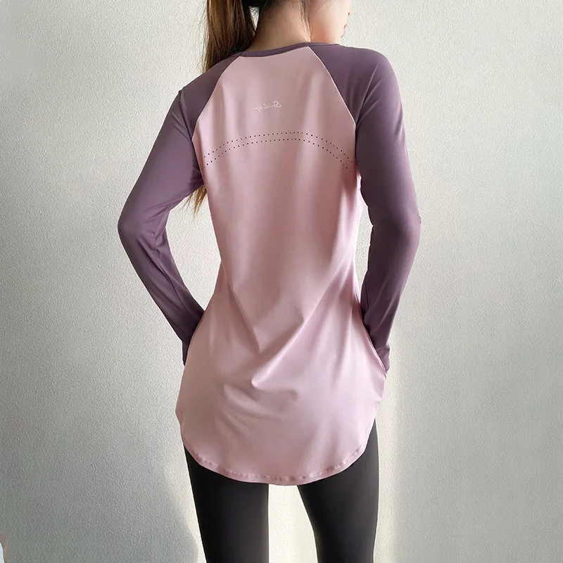 Long Sleeve Yoga Clothes 2024 Pilates Blouse Sport Women Top Yoga Shirt Fitness Running T-shirt Sportswear Gym Yoga Clothing