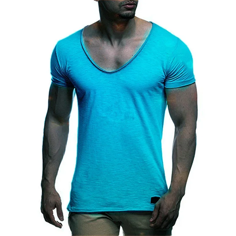MRMT 2024 Yepyeni erkek T Shirt Moda Tavuk Kalp V Yaka Rekreasyon T-shirt Erkek Kısa kollu Erkek Üstleri T-shirt Tees