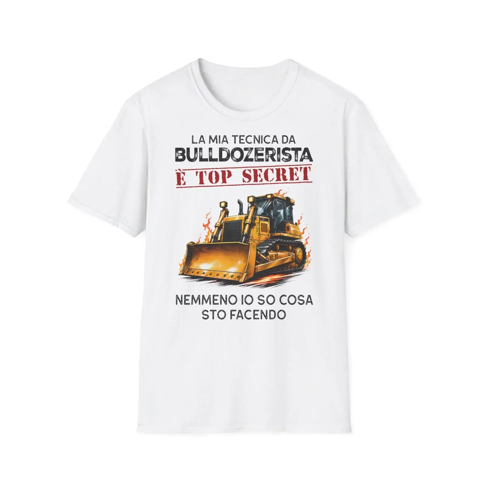Bulldozer T Shirt My Technique Is Top Secret vintage Washed Versatile Soft Breathable fashion Top For Everyday Wear