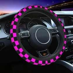 2024 New Wheel Steering Protector Checkerboard Auto Car Steering Wheel Cover Plaid Universal 37-38cm Steering Wheel Protector