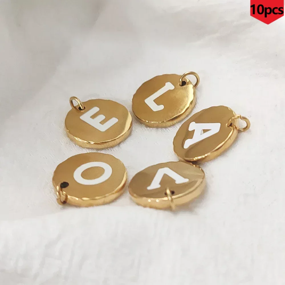 Women's 10PCS Wholesale Stainless Steel Initial Pendant Wholesale A-Z Gold Letter Pendant, DIY Necklace Bracelet Women's Jewelry