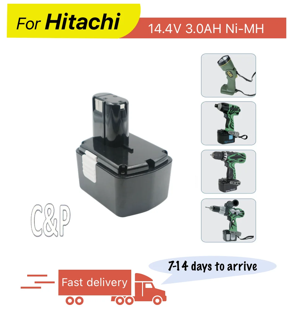 

C&P For HITACHI 14.4V Battery Pin 3.0AH 2PCS Ni-MH Replaceable Battery Power Tool EB1412S EB1414 EB1414L EB1414S EB1420RS