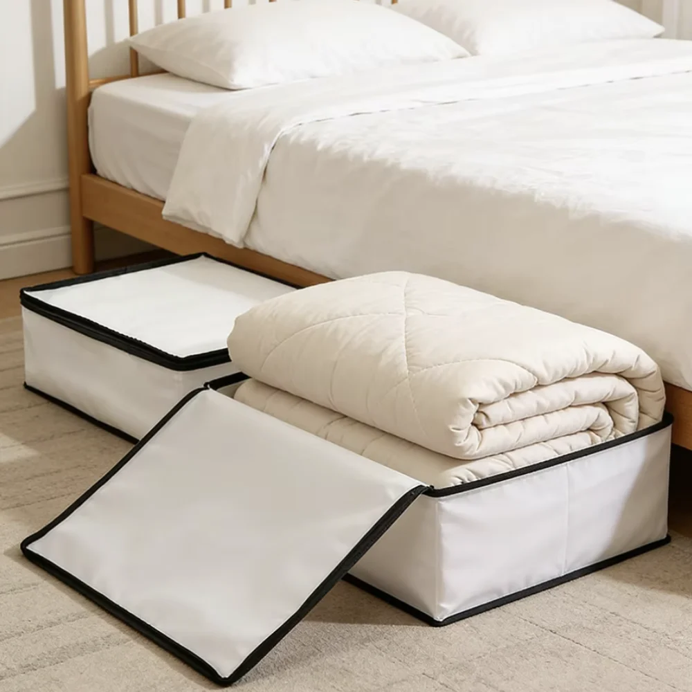 1-2 Peças Saco Organizador Dobrável para Armazenamento Sob a Cama, Grande Capacidade, Impermeável e à Prova de Poeira, para Roupas, Edredons e Cobertores, Organizador de Guarda-Roupa e Armário