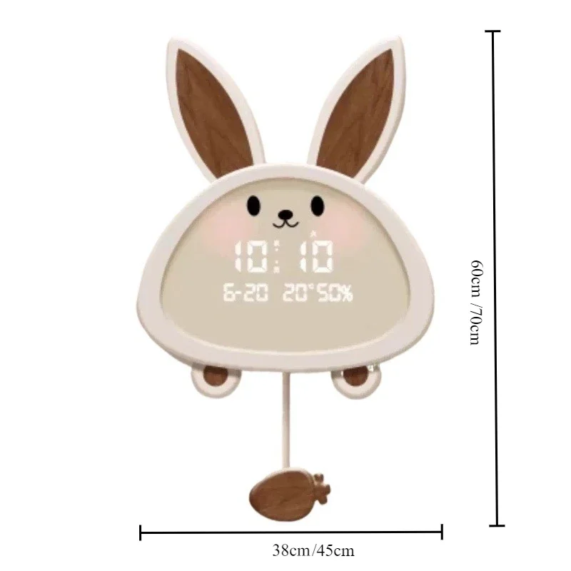 

Электронные настенные часы-календарь для гостиной, современные бесшумные цифровые часы с мультяшным кроликом, декор для дома