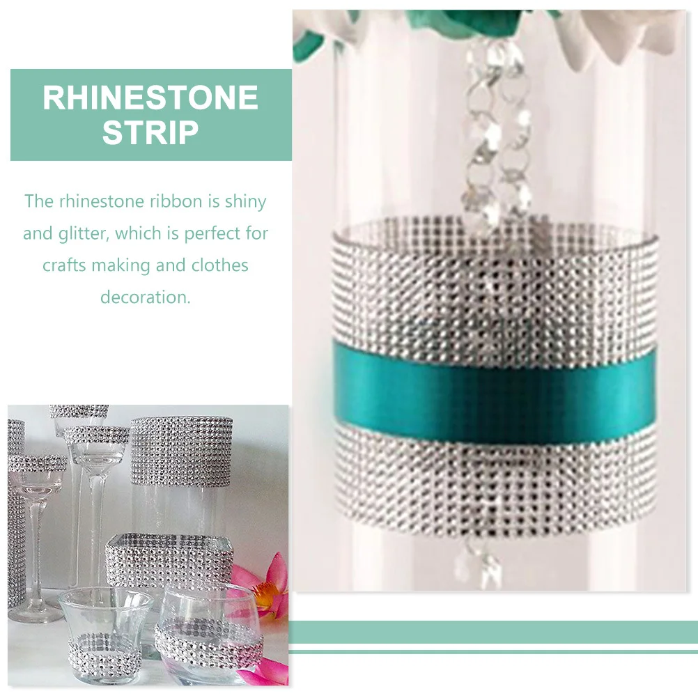 

1 Roll Rhinestone Ribbon Trim Shiny Diamond Mesh For Craft Decorative Wear-Resistant Costume Accessories Bling Wrap Party