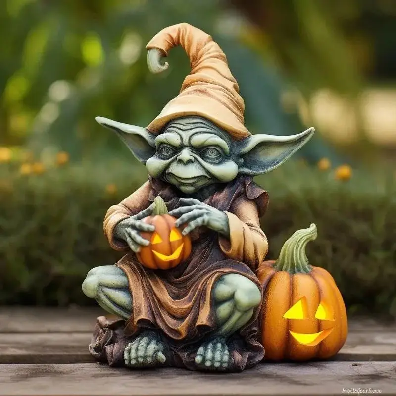 Cute Ghost Pumpkin Resin Figurine 2026 Halloween Garden Decor Ornament Cartoon Landscape Sculpture Outdoor Yard Decor Accessory