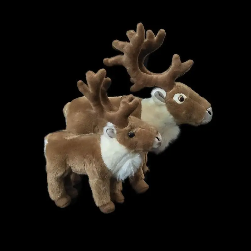 Cute Realistic Reindeer Plush Toy Wild Antlered Deer Animal Figurine Early Learning Educational Tool Kids Girl Birthday Gift