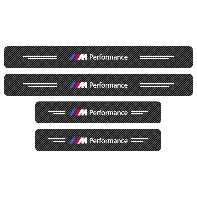 4pcs Car Door Sill Threshold Carbon Fiber Plate Decals Stickers For BMW M Performance E36 E46 E60 E90 E91 E92 E93 F30 F20 M3 X5