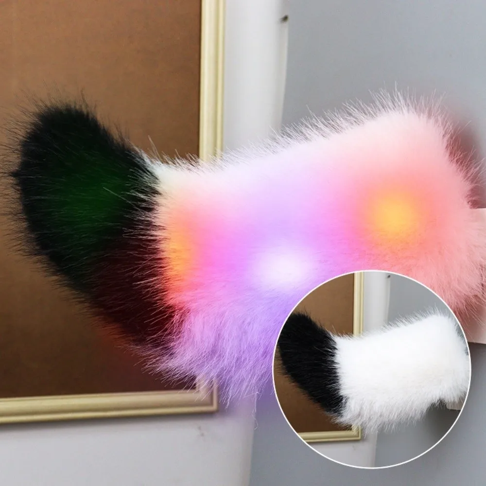 Fluffy Plush Remote Control Wagging Tail Self-adhesive Realistic Movement Plush Wagging Tail Rechargeable Purple White Color