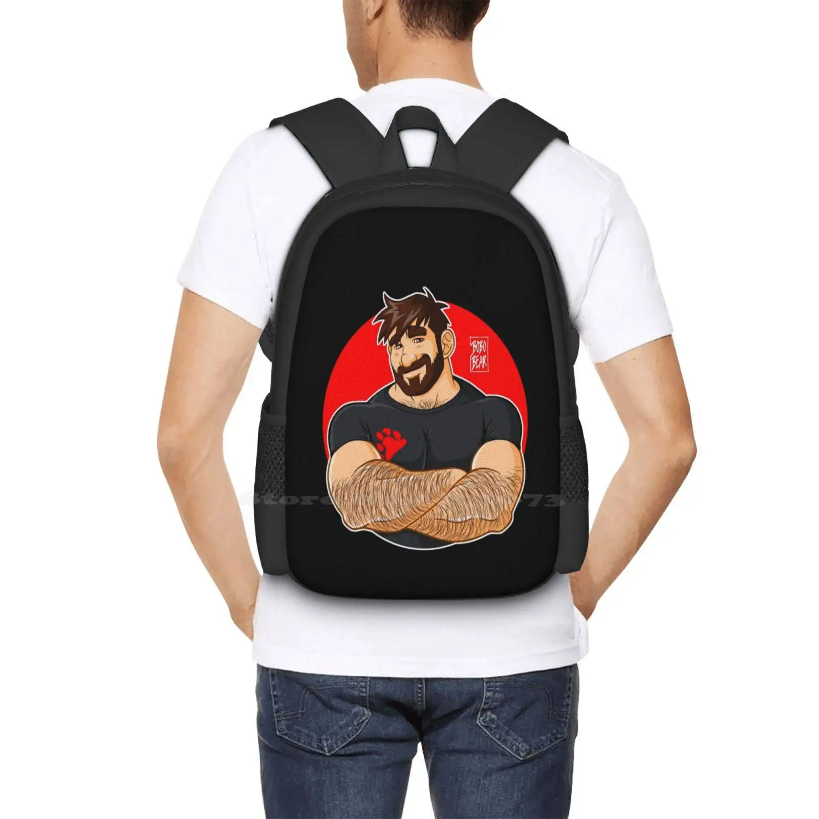 Adam Likes Arms Bag Backpack For Men Women Girls Teenage Bobobearart Bobo Bear Bear Weekend Otter Mens Gay Art Bear Art Gay