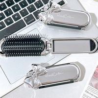 2 In 1 Mini Portable Folding Comb Mirror Diamond Air Cushion Bling Rhinestone Cosmetic Travel Pocket Hair Brush Makeup Tool