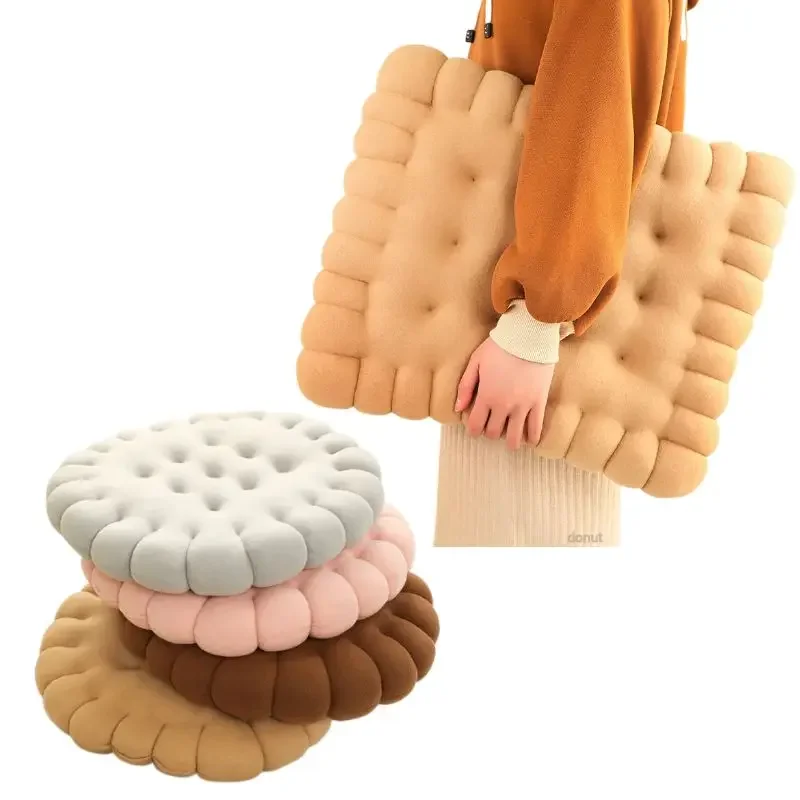 

Real life Biscuit Shape Plush Cushion Soft Creative Pillow Chair Car Seat Pad Decorative Cookie Tatami Back Cushion Sofa Home