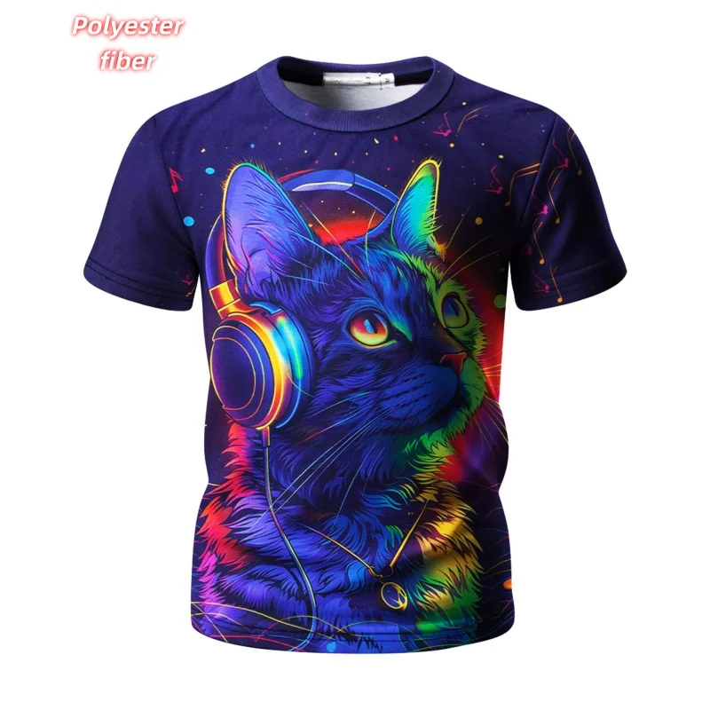 3D Print Cat Lizard T-Shirt For Men Animal Planet Pattern Tees Summer Street Casual Short Sleeve Tops Loose Round Neck T Shirts