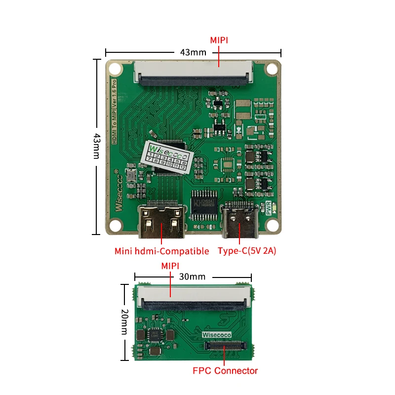 Wisecoco Oled-Display 5,5 Zoll 1920 x 1080 AMOLED kapazitiver Touchscreen In-Cell MIPI-Displays für Raspberry Pi Controller Board