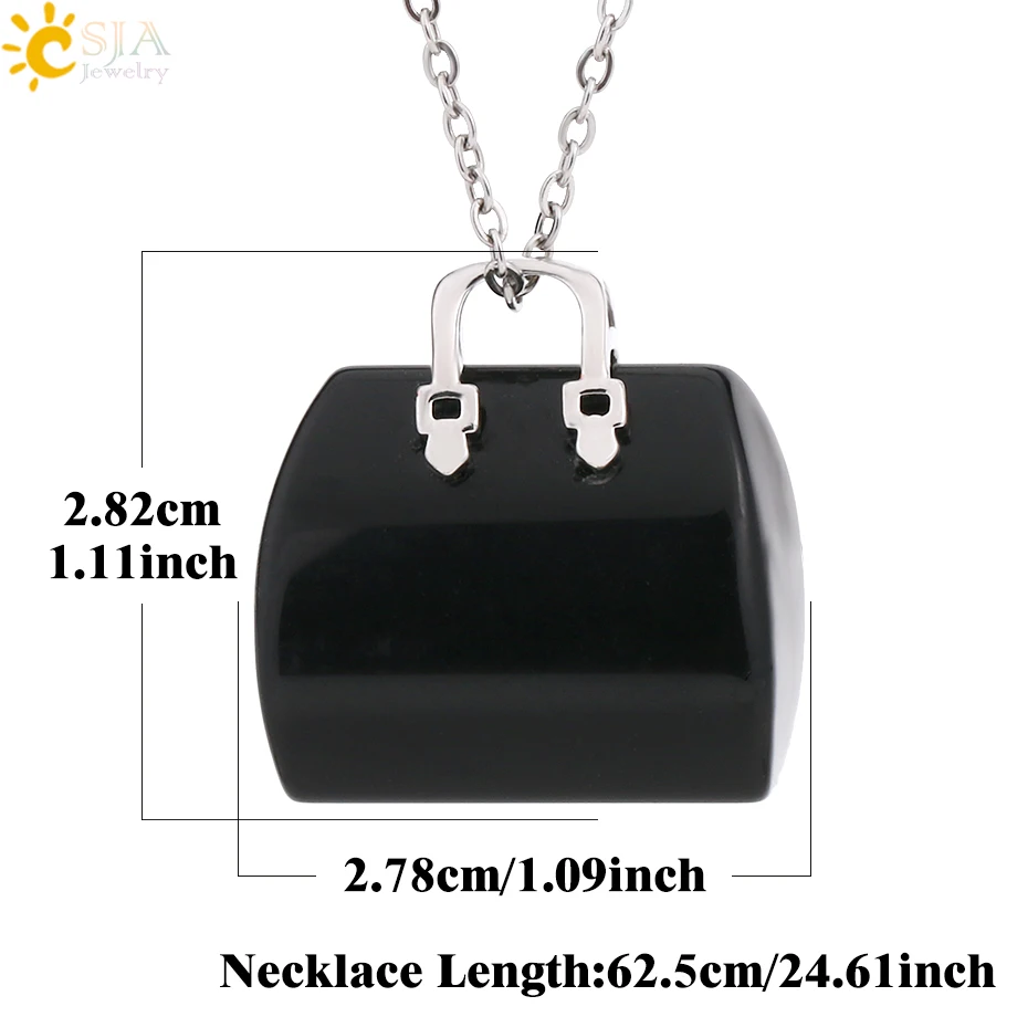 CSJA Natural Gem Stone Handbag Pendant Necklace for Women Healing Amethysts Pink Crystal Pendants Jewelry Home Decor Gift H171