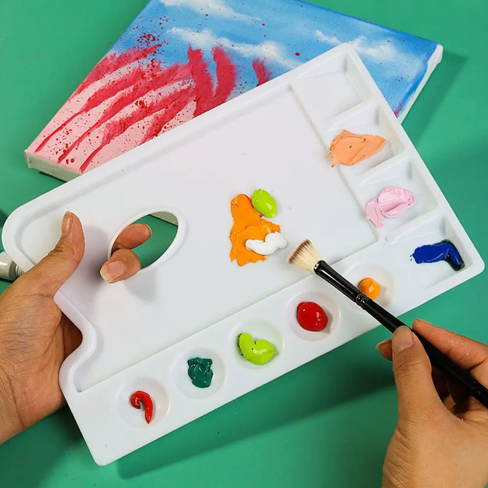 

Набор из 4 пластиковых палитр для красок, большие палитры с 9 ячейками для художников, маникюра, смешивания цветов, акварели, пигментов, художественные принадлежности