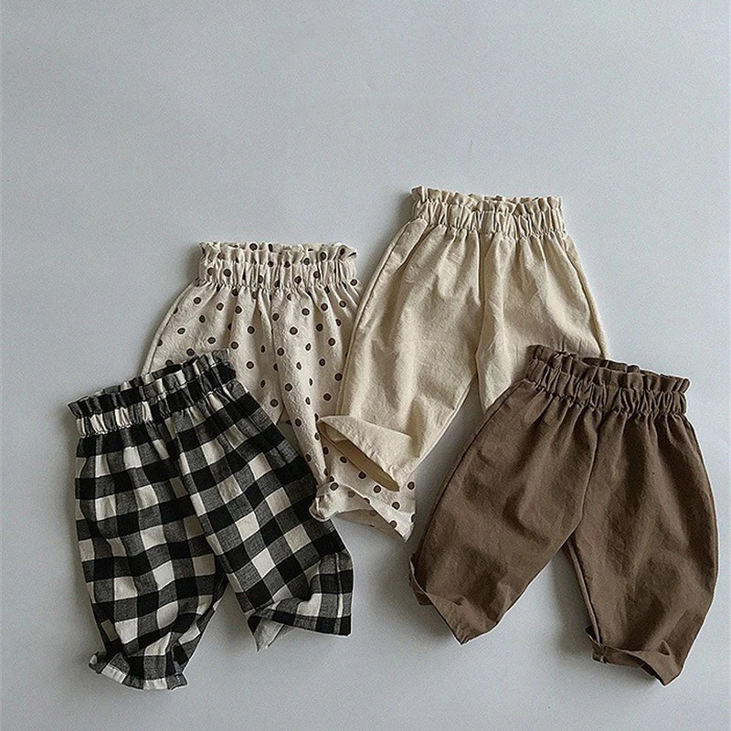 Vintage Brown/khaki Kids Boys Casual Pants Spring Summer Baby Soft Breathable Cotton Trousers 1-6Years Children Clothes