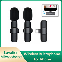 Wireless Lavalier Microphone Portable Audio Recording Mini Microphone for Android Phone Pad Laptop Camera Live Streaming