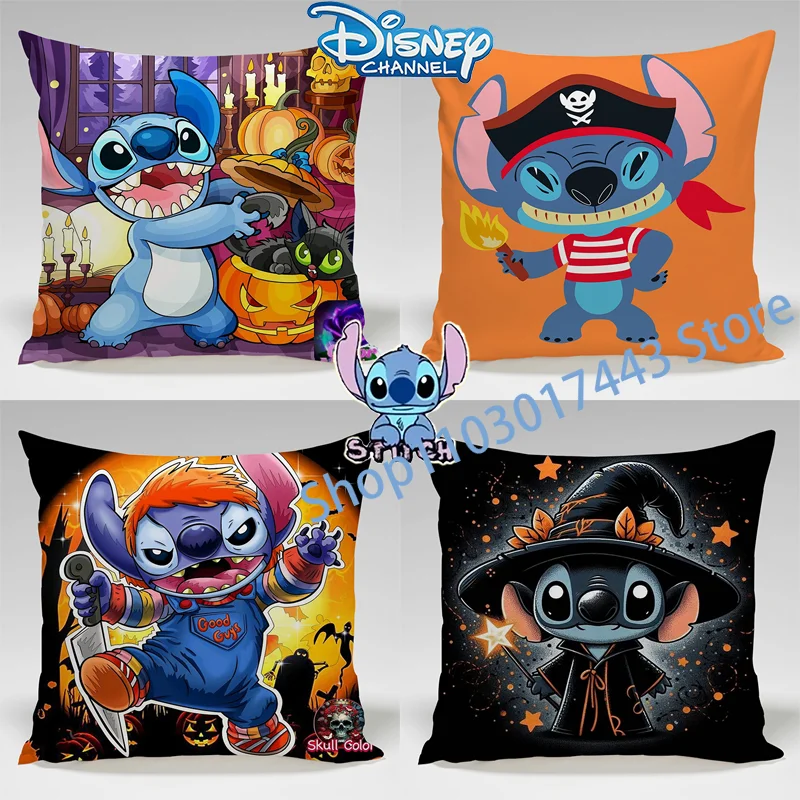 45*45CM Disney Stitch Halloween Pillowcase Kawaii Stitch Pillow Cute Pillowcase Kids Room Interior Decoration Gifts Pillow Case