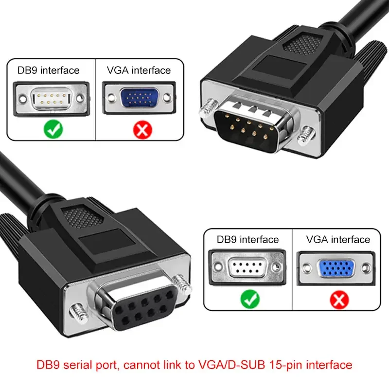 1 to 2 DB9 Serial Port Cable RS232 COM 9Pin Shield Male to Female Connector 0.5-5 Meters db9 Computer Interface Serial Device