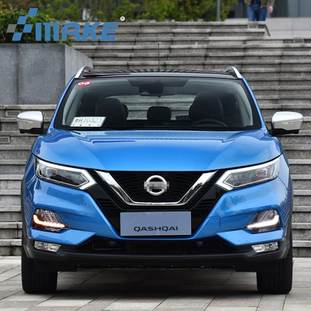 2PCS LED Daytime Running Light Dynamic Turn Yellow Signal Car DRL 12V LED Fog Lamp  For Nissan Qashqai 2019 2020 2021 2022
