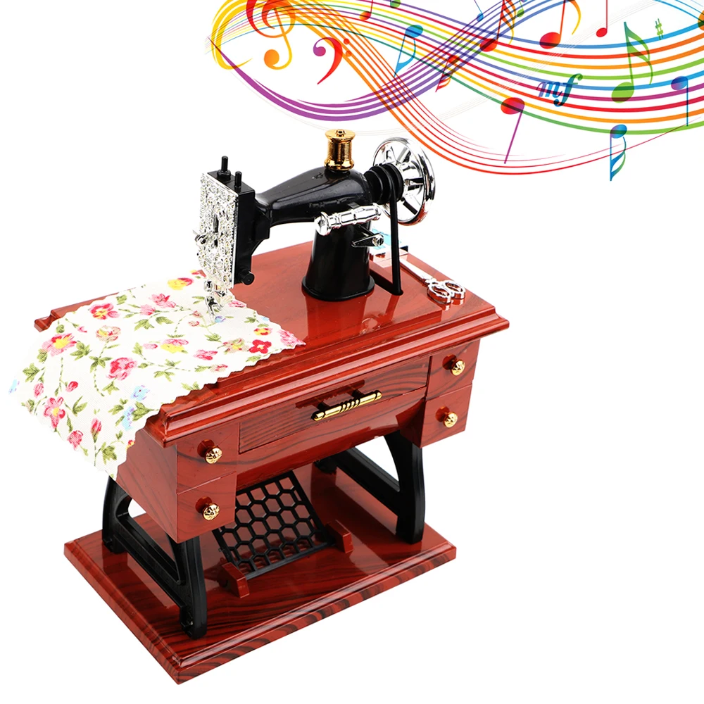 Jewelry Box Hand Crank Vintage Music Boxes Christmas Gift New Year Gift Birthday Gifts Mini Sewing Machine Style Music Box