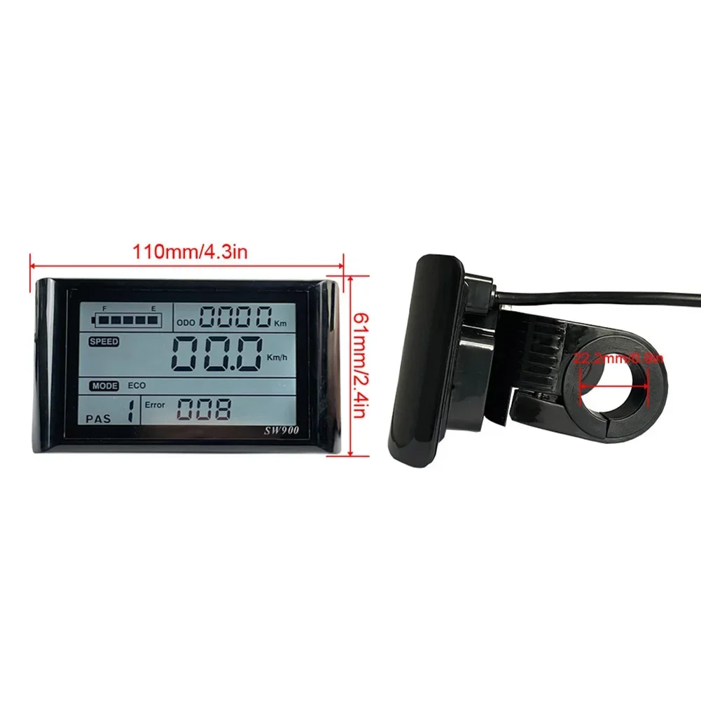 LCD Display SW900 Waterproof 110*61mm 24/36/48V Compatible With JN Controller E-Bike Electric Bicycle Meter Control