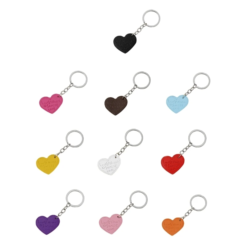 M2EA Fashionable Heart Shaped Key Holder Rainbow Colorful Love Pendant Keychain Eye Catching Key Chain Bag Charm Accessory