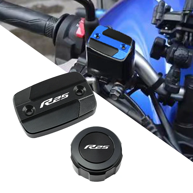 Motorcycle Accessories Parts CNC Front and Rear Brake Fluid Tank Cap Reservoir Caps For YAMAHA YZF-R25 YZFR25 YZF R25 2015- 2026
