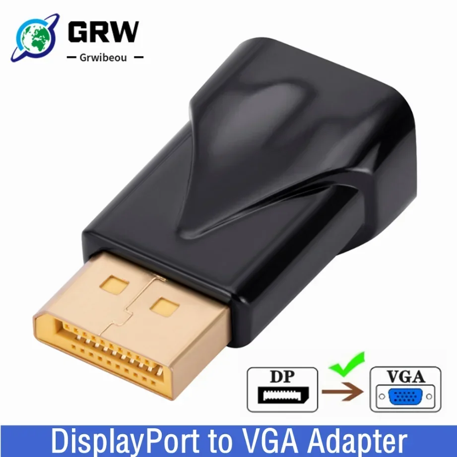 Grwibeou DP, aby kabel adaptera VGA 1080 pensów, męski do VGA konwerter wideo dla projektor do komputera TV DVD ekran do laptopa