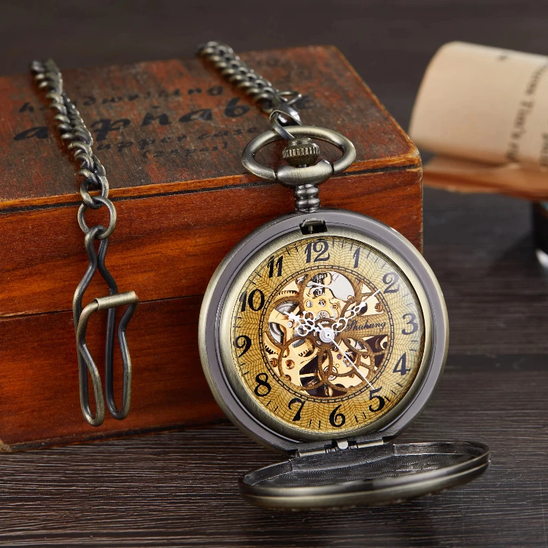 High quality Mechanical Pocket Watch 12 zodiac year pendant male necklace female retro personality accessories bead