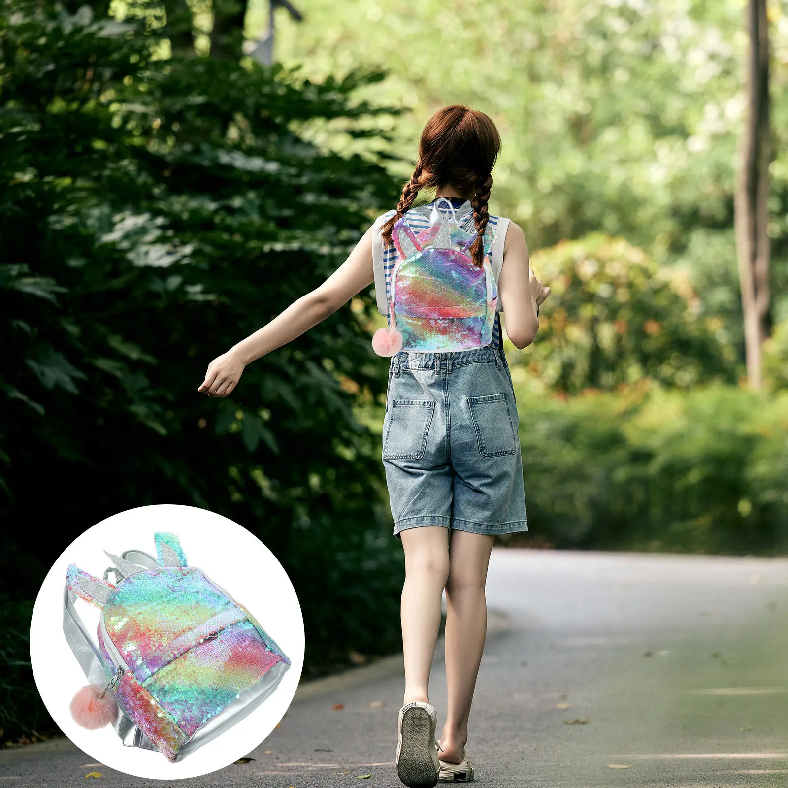 

1Pcs Unicorn Backpack for Kids Girls Boys Lightweight Sequined School Bag with Multi Pocket Design Laptop Compartment Portable