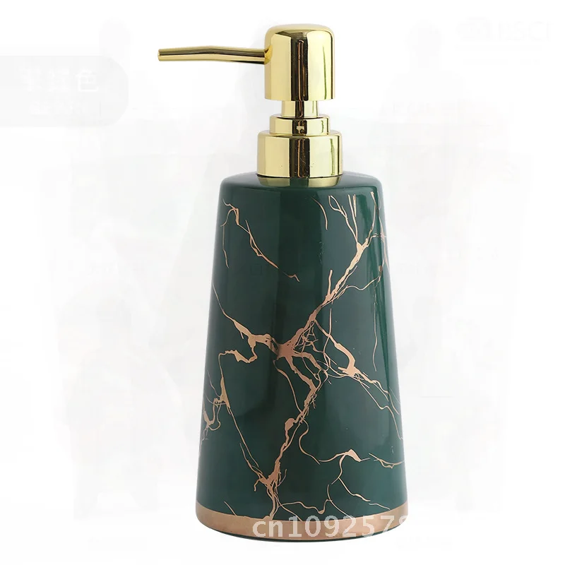 

Luxury Ceramic Hand Sanitizer Dispenser Light Press Refill Soap Shampoo Shower Gel Bottle for Hotel B&B Dark Green White Black